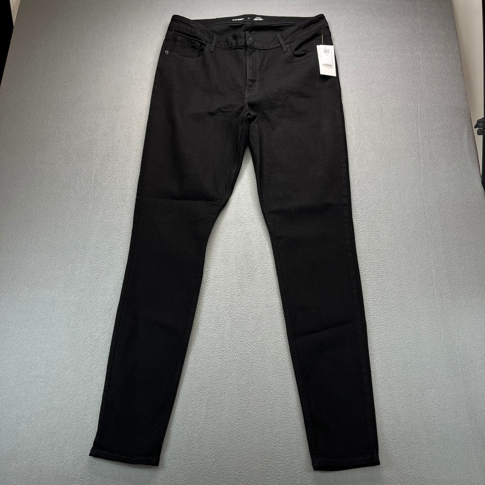 Old Navy Rockstar Super Skinny Jeans Womens 16 Tall Black Denim Mid Rise NWT